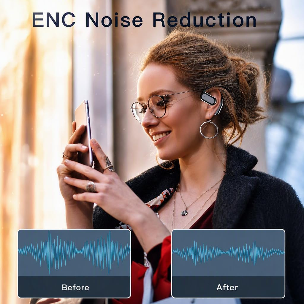 Wireless Earbuds Bluetooth Earbuds Built-In Mic with Ear Hooks 50H Playtime Ear Buds LED Display Charging Case Waterproof Design for Running Fitness