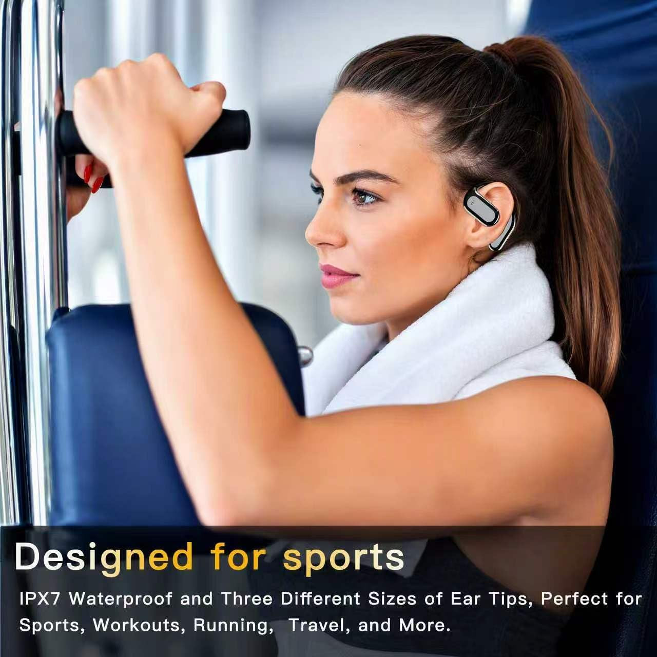 Wireless Earbuds Bluetooth Earbuds Built-In Mic with Ear Hooks 50H Playtime Ear Buds LED Display Charging Case Waterproof Design for Running Fitness