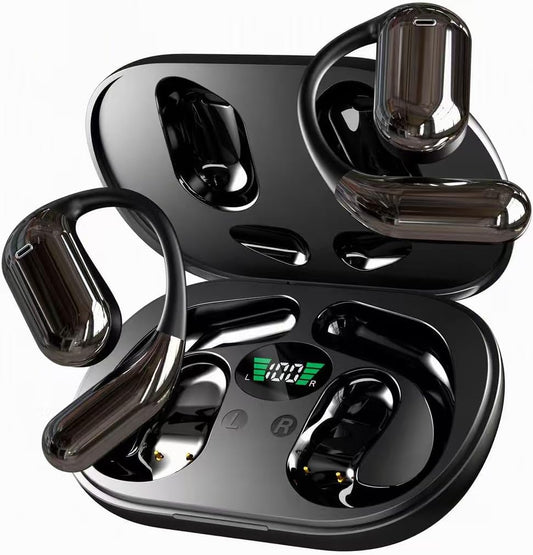 Wireless Earbuds Bluetooth Earbuds Built-In Mic with Ear Hooks 50H Playtime Ear Buds LED Display Charging Case Waterproof Design for Running Fitness