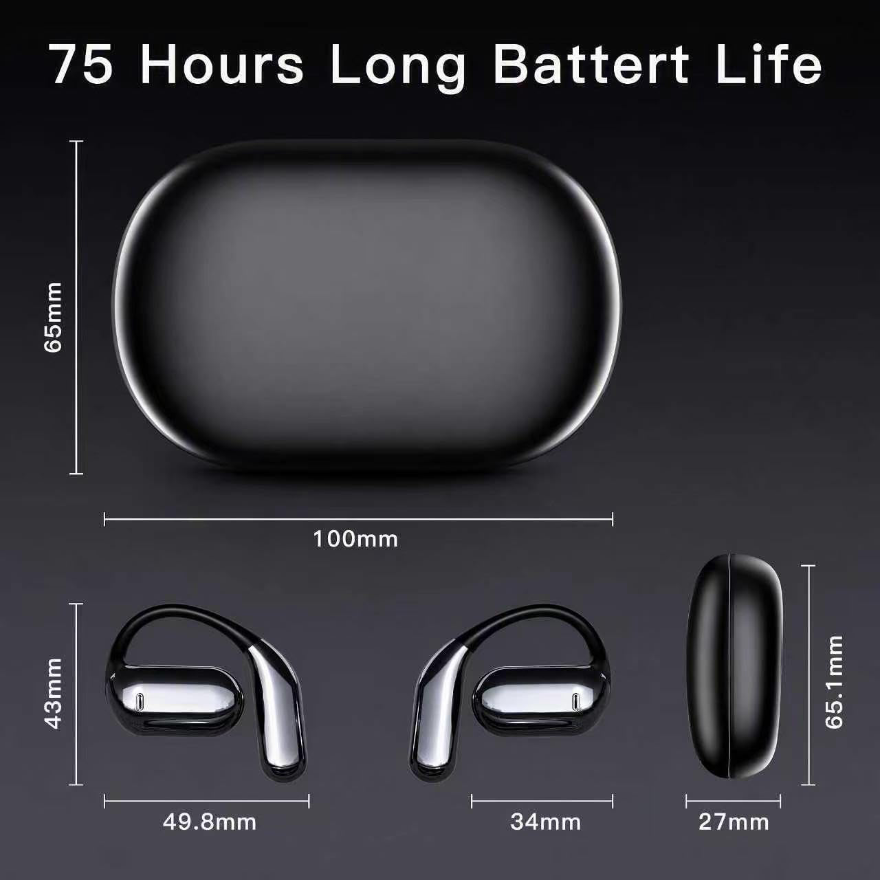Wireless Earbuds Bluetooth Earbuds Built-In Mic with Ear Hooks 50H Playtime Ear Buds LED Display Charging Case Waterproof Design for Running Fitness